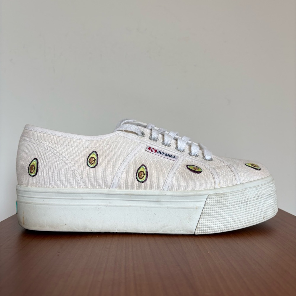 Superga x Avocaderia Avocado Embroidered Platform Lace Up Sneakers size 8